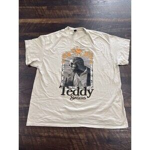 Teddy Swims 2025 Tour T-Shirt Size XL Tan Streetwear EUC Music Graphic Print
